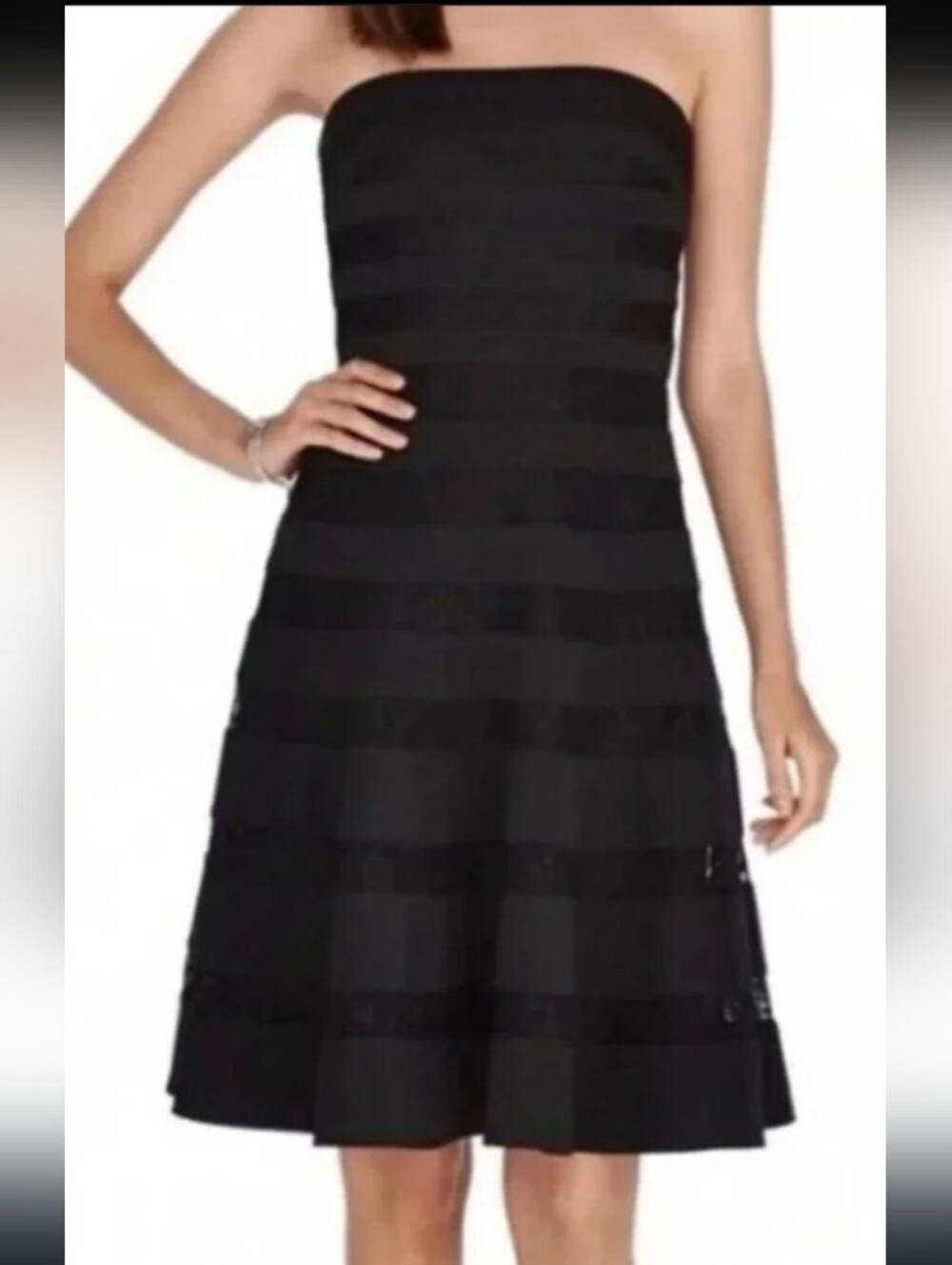 White House Black Market Strapless Black A-Line Dress. NWOT. Size 10